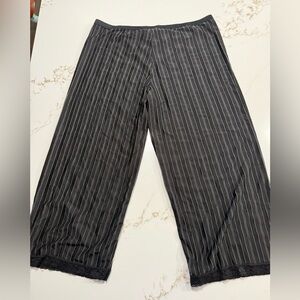 Black Pinstripe sheer Pants with Lace Trim